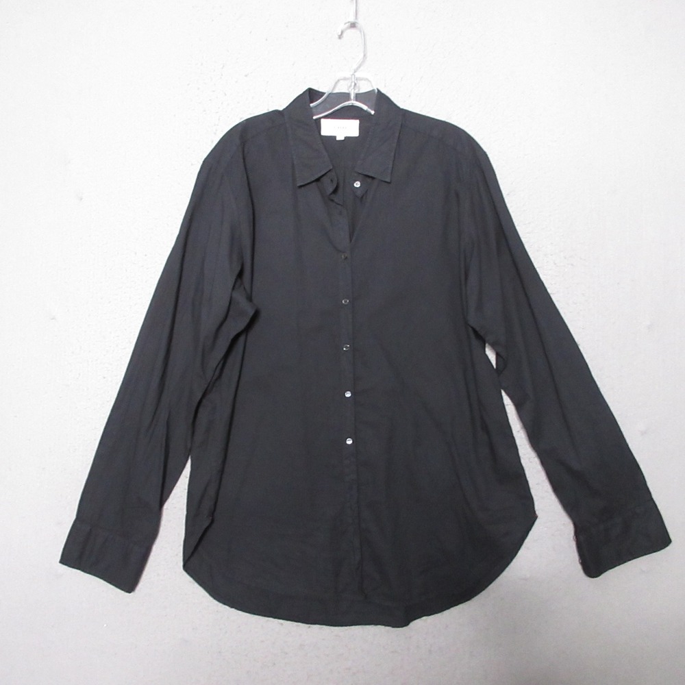 Xirena Top Beau Black Cotton Button Up Quiet Luxury Minimalist Relaxed Capsule
